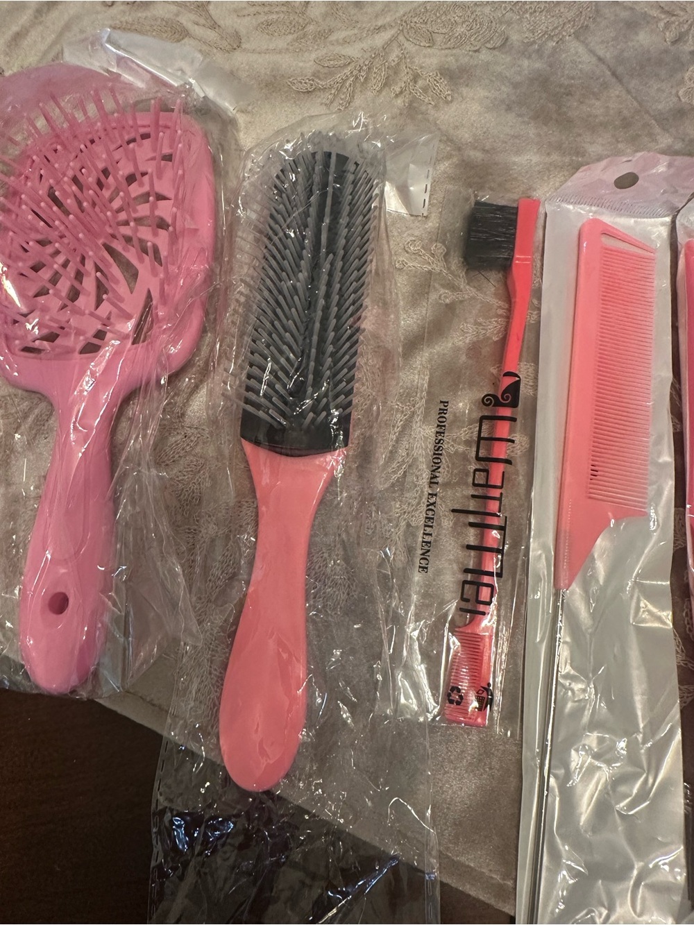 Pink Kids Detangling Brush & Comb Set - Gentle Hair Care